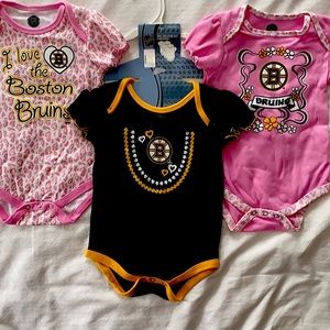 NHL official Bruins fan baby girl onesie set